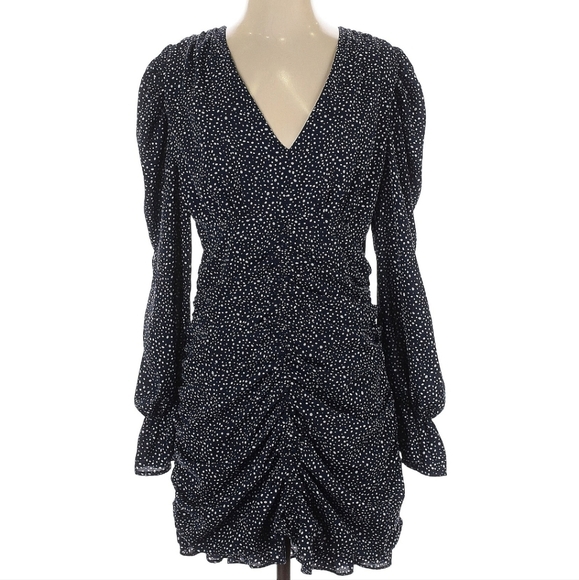 Glam Black and White Ruched Dress - Picture 1 of 8